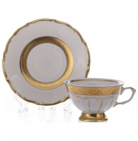 Набор чайных пар 200 мл  6 шт  Bavarian Porcelain "Мария-Тереза /Золотая матовая лента" / 098584