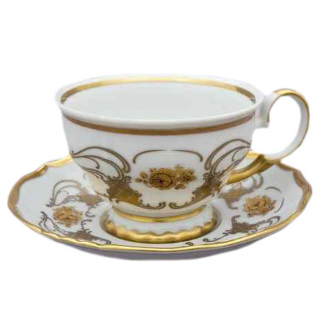 Набор чайных пар 220 мл 6 шт  Bohemia Porcelan Moritz Zdekauer 1810 s.r.o. &quot;Анжелика /Золотая роза /золото&quot; / 027542