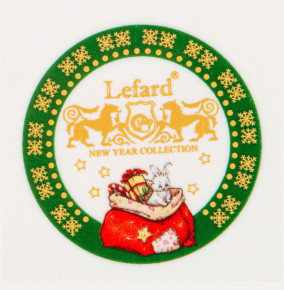 Блюдо 17 см круглое зелёное  LEFARD "С Новым годом! /Дед мороз" / 225211