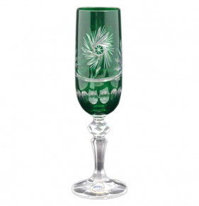 Бокалы для шампанского 180 мл 6 шт зелёные  Crystalite Bohemia "Мирель /Резные цветные" / 108542
