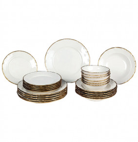 Набор тарелок 24 предмета на 6 персон  O.M.S. Collection "TULU /Белый /Оконтовка золото" (с углублением) / 284383