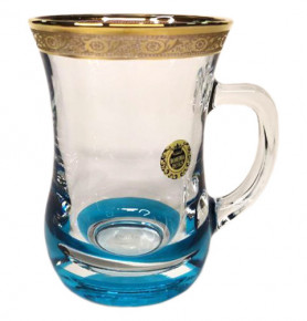 Армуд для чая 225 мл 1 шт с ручкой  Bohemia Design "Цветочный узор /Ассорти" (голубой) / 290609