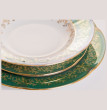 Набор тарелок 18 предметов (19, 22,5, 25 см)  Cmielow &quot;Мария /Зелёная с золотыми листиками&quot; / 044519