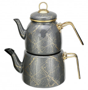 Набор чайников 2 предмета (заварочный 1 л, чайник 2 л)  Paci "Elite Class /Серый мрамор" / 274035