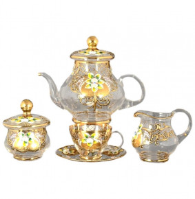 Чайный сервиз на 6 персон 15 предметов  Bohemia "Smalt /Лепка золото" И-В / 105684