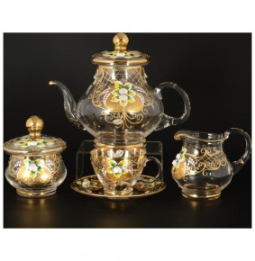 Чайный сервиз на 6 персон 15 предметов  Bohemia "Smalt /Лепка золото" И-В / 105684