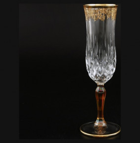 Бокалы для шампанского 6 шт  RCR Cristalleria Italiana SpA "Timon /Опера золото" янтарная ножка / 101102