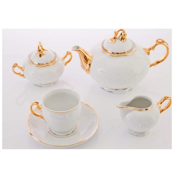 Чайный сервиз на 6 персон 15 предметов высокая чашка  Thun &quot;Тулип /Золотая ниточка /отводка золото&quot;  / 053839