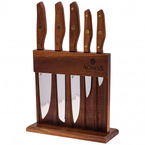Набор кухонных ножей 6 предметов /деревянная подставка "Agness" / 195934
