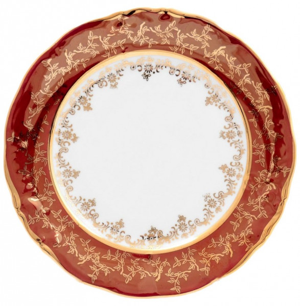 Набор тарелок 24 см 6 шт  Sterne porcelan &quot;Фредерика /Золотые листья на красном&quot; / 128816
