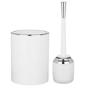 Набор для ванной комнаты 2 предмета (ведро 4,5 л круглое с ершиком) белый с серебром  LIMON "Limon" / 322841