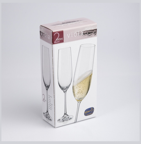 Бокалы для шампанского 190 мл 2 шт красный  Crystalex CZ s.r.o. &quot;Виола /Золотая ёлка&quot; / 231754