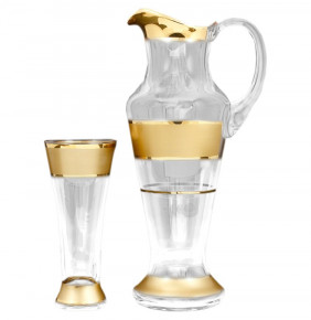 Набор для воды 7 предметов (кувшин + 6 стаканов)  Bohemia "Матовая полоса /золото" / 124172