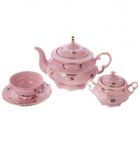 Чайный сервиз на 6 персон 14 предметов (без молочника)  Leander "Соната /Мелкие цветы" розовая / 222442