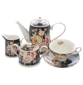 Чайный сервиз на 6 персон 15 предметов  Artigianato Ceramico by Caroline "Ночной сад" / 307763