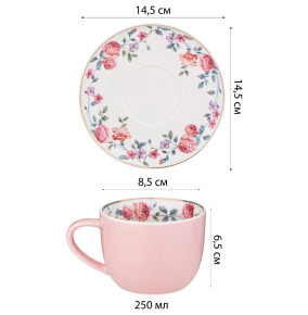 Набор чайных пар 250 мл 2 шт розовые  LEFARD "Blossom /С розами" / 323084