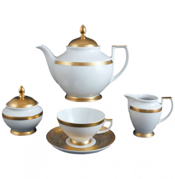 Чайный сервиз на 6 персон 15 предметов  Falkenporzellan &quot;Констанц /Ideal Gold 9138/ / 062820