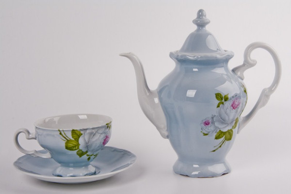 Чайный сервиз на 6 персон 16 предметов  Weimar Porzellan &quot;Алвин голубой&quot; / 001595