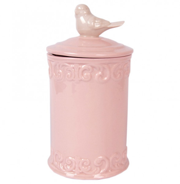 Ёмкость для сыпучих продуктов с крышкой розовая &quot;Птичка /Royal Classics&quot; / 150236