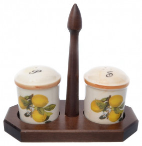 Набор для специй 19,7 х 9,7 см на деревянной подставке  Ceramica Cuore "Лимоны"  / 226227