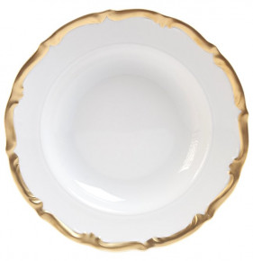 Тарелка 23 см 1 шт глубокая  Porcelaine Czech Gold Hands "Мария-Тереза /Широкая золотая отводка" / 172116