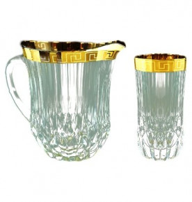 Набор для воды 7 предметов (кувшин 1,23 л + 6 стаканов по 400мл)  Astra Gold "Antique /Версаче золото" / 127689