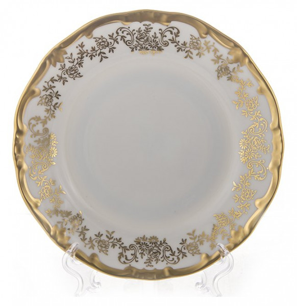 Набор тарелок 22 см 6 шт глубокие  Weimar Porzellan &quot;Кастэл /Золотой цветочный узор&quot; / 049639