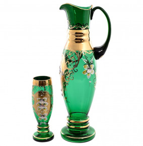 Набор для воды 7 предметов (кувшин + 6 стаканов)  Bohemia "Лепка зеленая" S-A / 156005