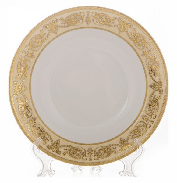 Набор тарелок 23 см 6 шт глубокие  Bavarian Porcelain &quot;Александрия /Золотой узор на бежевом&quot; / 071652