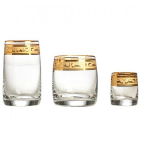 Набор стаканов 18 предметов (250, 290, 60 мл)  Crystalite Bohemia "Идеал /Золото /37872" / 152167