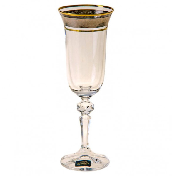 Бокал для шампанского 150 мл 1 шт  Crystalite Bohemia &quot;Лаура /Цветочный узор на платине&quot; / 114768