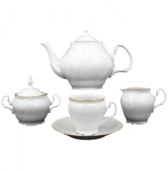 Чайный сервиз на 6 персон 15 предметов  Thun &quot;Бернадотт /Отводка золото&quot; 240 мл / 094049