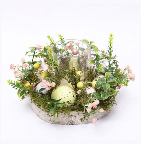 Подсвечник 15 х 15 х 12 см  Misslulu "Пасхальные яйца и декоративные цветы" / 310505
