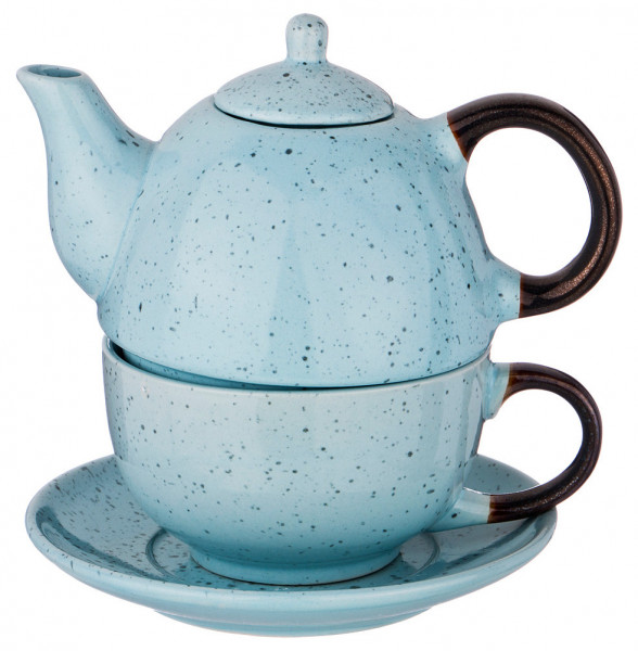 Чайный набор 2 предмета (чайник 400 мл и чашка 329 мл) серо-голубой  LEFARD &quot;Лимаж&quot; / 187089