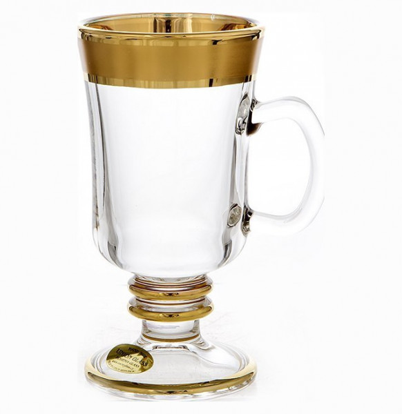 Кружки для горячих напитков 240 мл 6 шт н/н  UNION GLASS &quot;Матовая полоса /золото&quot; / 098564
