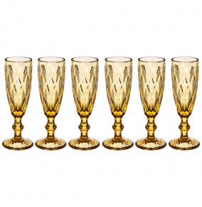 Бокалы для шампанского 150 мл 6 шт янтарные  LEFARD "Ромбо /Muza color" / 225096