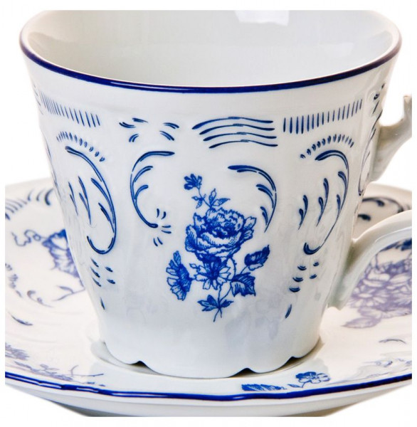 Набор чайных пар 230 мл 6 шт высокие  Thun &quot;Бернадотт /Синие розы&quot; / 043517