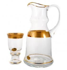 Набор для воды 7 предметов (кувшин + 6 стаканов)  Bohemia "Матовая полоса /золото" / 113898