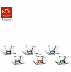 Кофейные пары 70 мл 6 шт эспрессо  RCR Cristalleria Italiana SpA "Фьюжн /разноцветное дно" / 117019