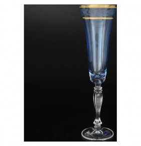 Бокалы для шампанского 180 мл 6 шт аквамариновые  Crystalex CZ s.r.o. "Виктория /437877" / 026435