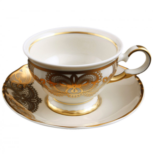 Набор чайных пар 220 мл 6 шт  Bohemia Porcelan Moritz Zdekauer 1810 s.r.o. &quot;Анжелика /Золотое кружево /СК&quot; / 099608