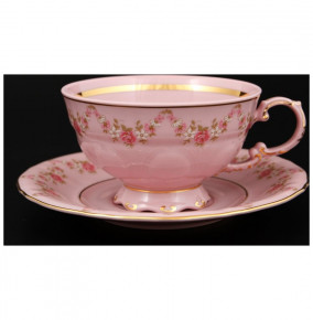 Набор чайных пар 200 мл 6 шт  Leander "Соната /Розовый цветок" розовая / 148704