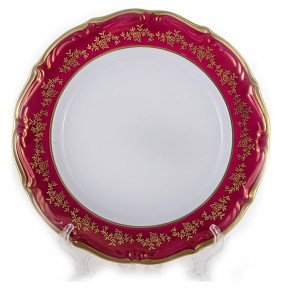 Набор тарелок 23 см 6 шт глубокие  Bavarian Porcelain "Мария-Тереза /Барокко Красный" / 211859