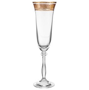 Бокалы для шампанского 190 мл 6 шт  Crystalite Bohemia "Анжела /Цветочный узор на золоте" V-D / 156585