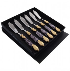 Столовые приборы 6 предметов Столовые ножи для рыбы  Domus Design "D&D /Версаль" серый мрамор / 201419