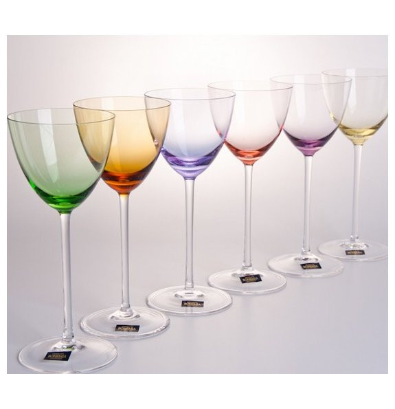 Бокалы для белого вина 200 мл 6 шт  Crystalite Bohemia &quot;Колорс /Разноцветная чашка&quot; / 035201