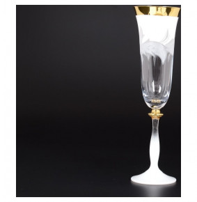 Бокалы для шампанского 190 мл 6 шт  Bohemia "Анжела /Матовые листики /Золото на белом" E-V / 118345