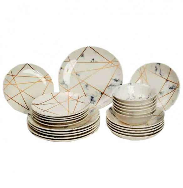 Набор тарелок 24 предмета на 6 персон  O.M.S. Collection &quot;TULU / Геометрия&quot; микс / 298324