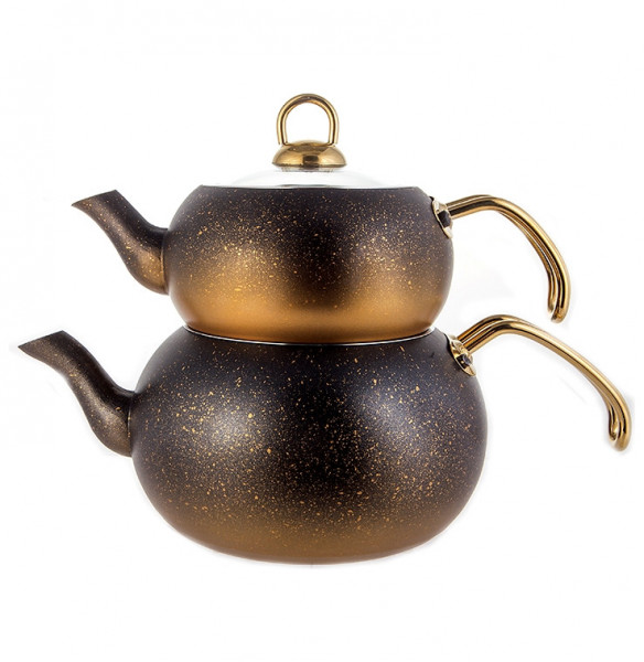 Набор чайников 2 предмета (заварочный 1 л, чайник 2 л)  O.M.S. Collection &quot;Granite Tea Pot /Gold&quot; / 150871