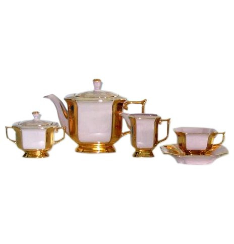 Чайный сервиз на 6 персон 15 предметов  Epiag &quot;Эмпир /розовый с золотом&quot; / 008612